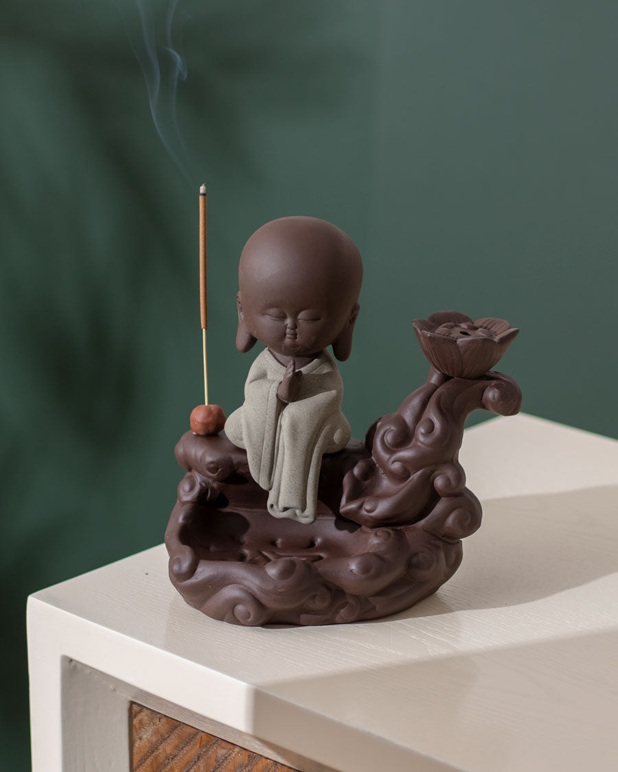 Serene Monk Waterfall Backflow Incense Burner - The Decor Kart