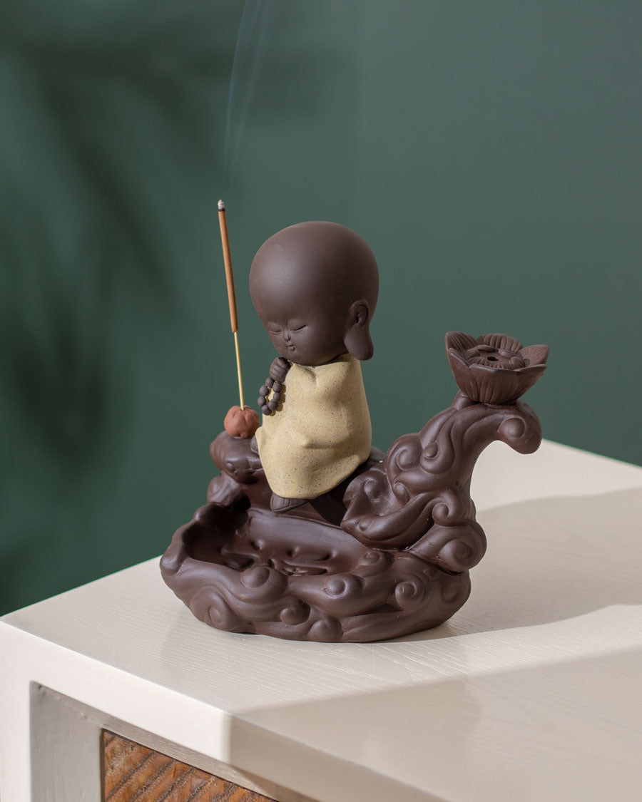 Serene Monk Waterfall Backflow Incense Burner - The Decor Kart