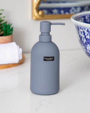 Monochromatic minimal blue grey soap dispenser- bath decor