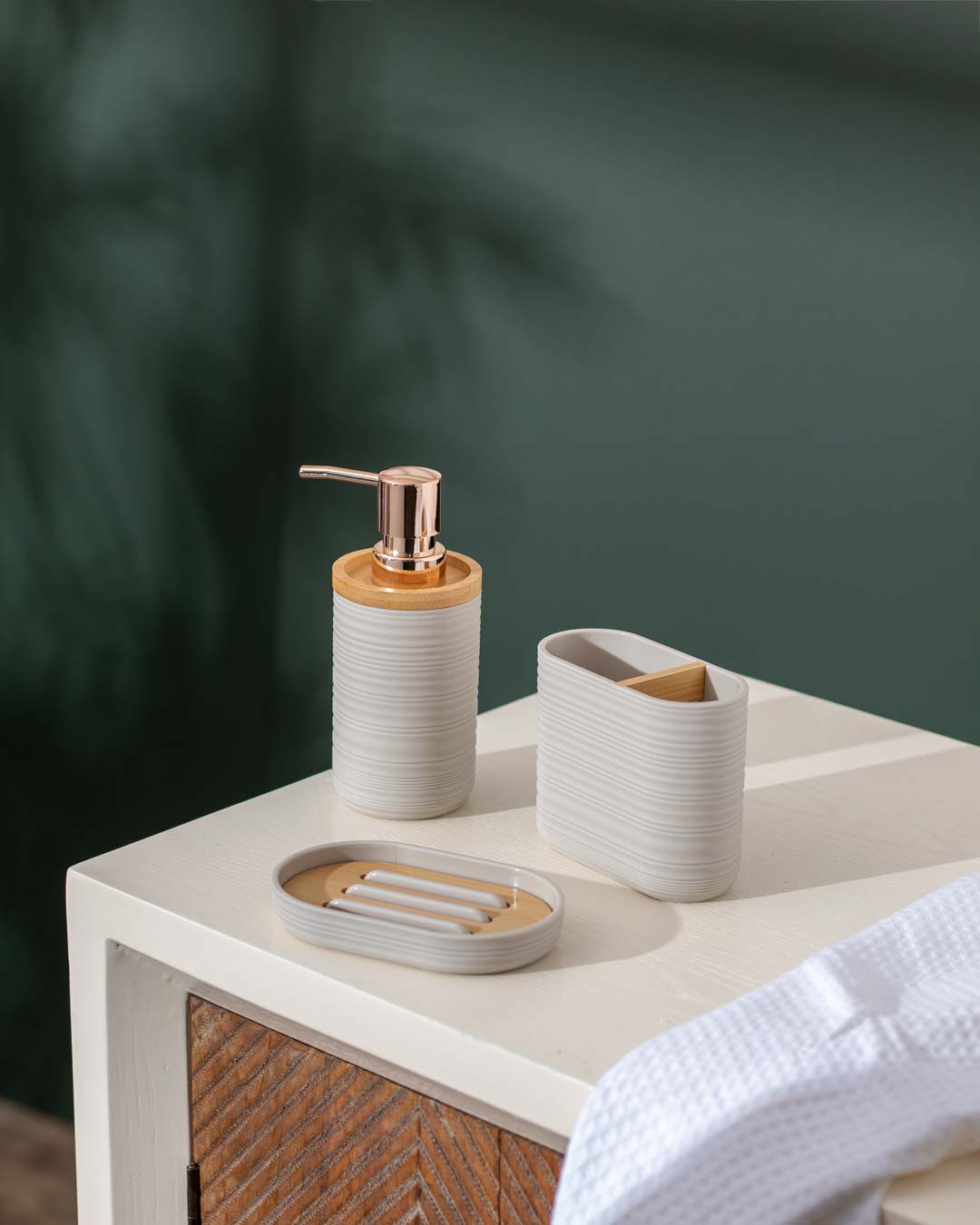 Modern acrylic matte white bathroom accessory set - bath decor