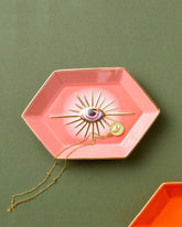 Evil Eye Hexagonal Ring Dish - Pink - The Decor Kart