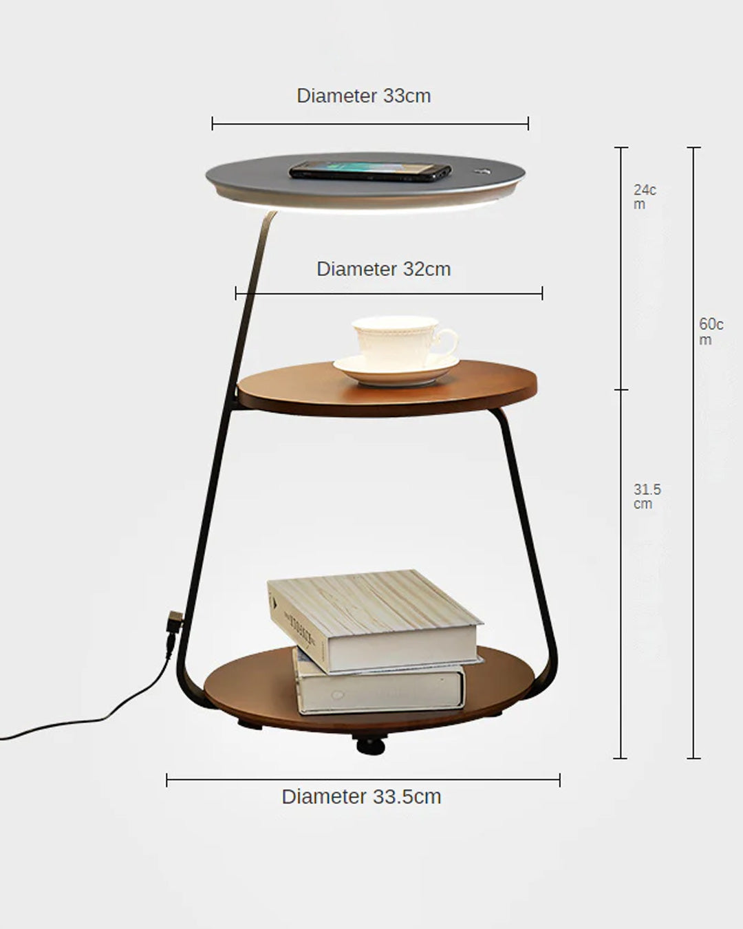 Meuble Bedside Wireless Charging Coffee Table Lamp