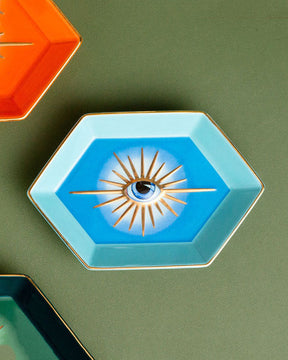 Evil Eye Hexagonal Ring Dish - Blue - The Decor Kart