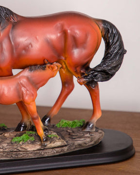 'Equine Nurturing' A Horse Feeding Figurine - The Decor Kart