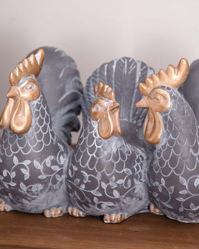 'Charming Trio' Adorable Rooster Figurine - The Decor Kart