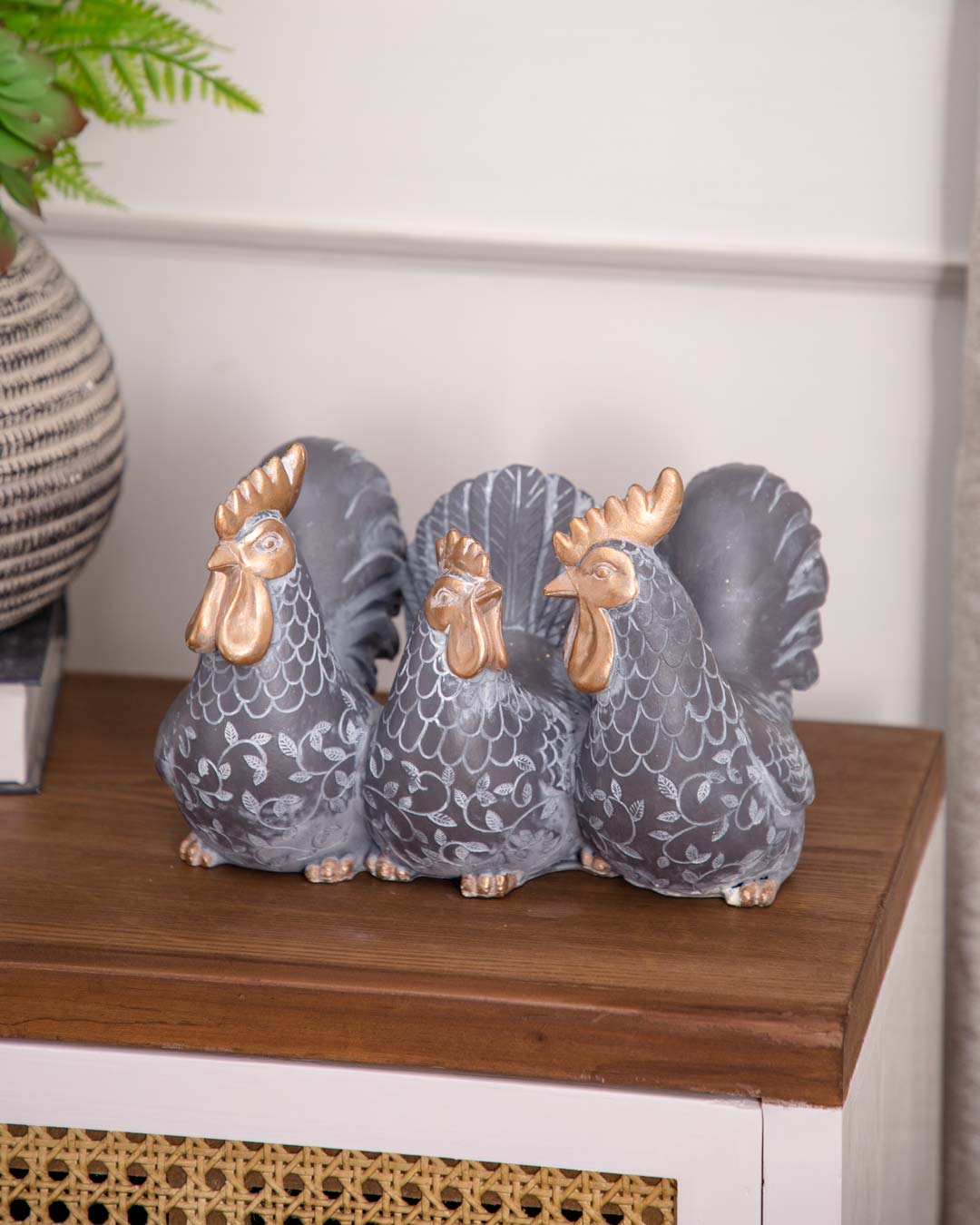 'Charming Trio' Adorable Rooster Figurine - The Decor Kart