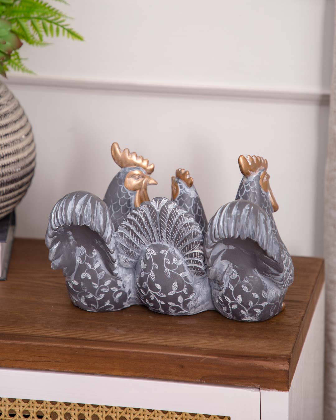 'Charming Trio' Adorable Rooster Figurine - The Decor Kart