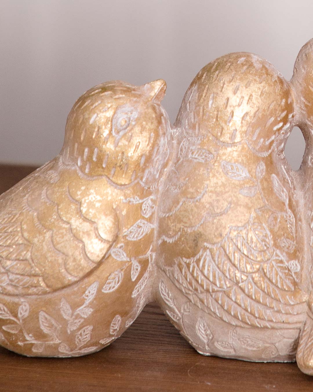 Golden Inseparable: Four Birds in Harmony Figurine Set - The Decor Kart