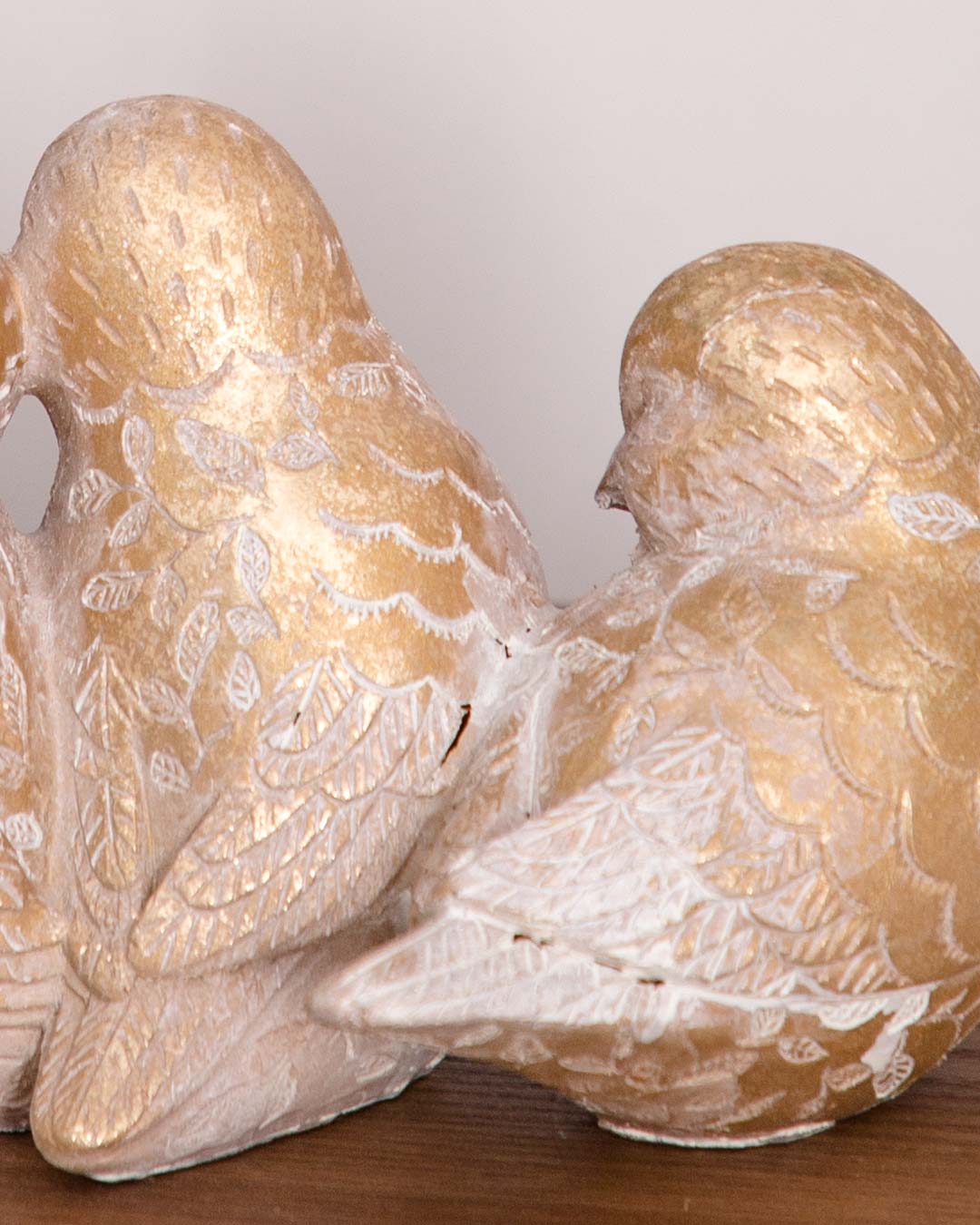 Golden Inseparable: Four Birds in Harmony Figurine Set - The Decor Kart