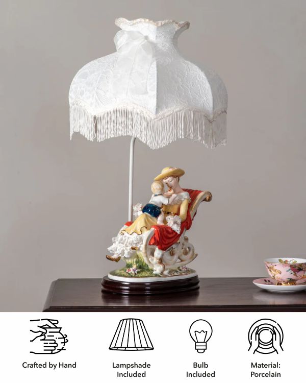 'Mother's Love' Capodimonte Figurine Lamp - The Decor Kart