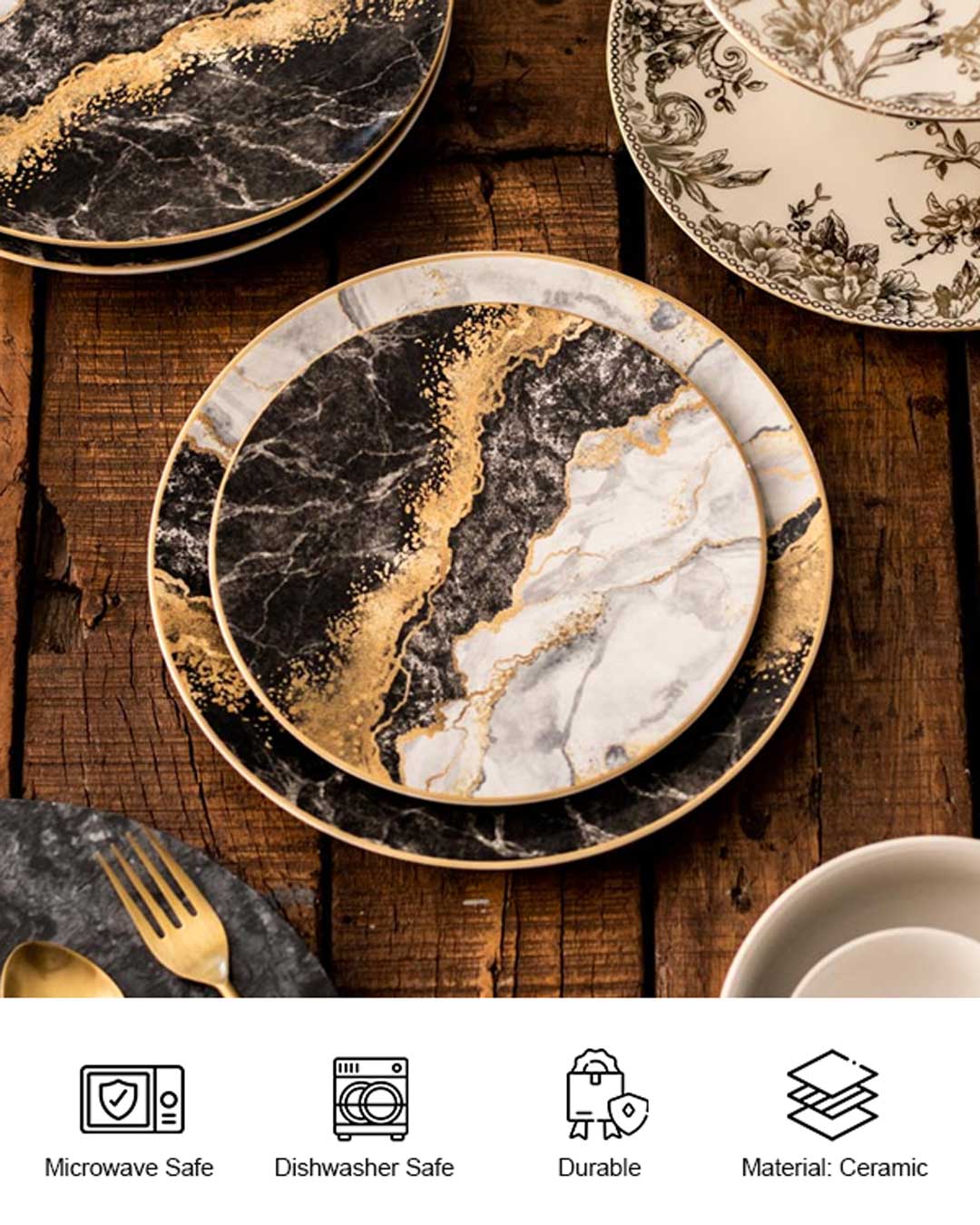 Marquina Gold Dinner Plate - The Decor Kart