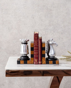 Chess Bookend Set - Silver - The Decor Kart