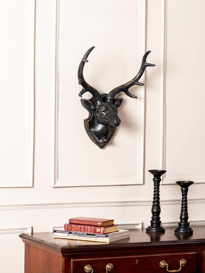 Wall Mounted Deer Plaque - Black - The Decor Kart