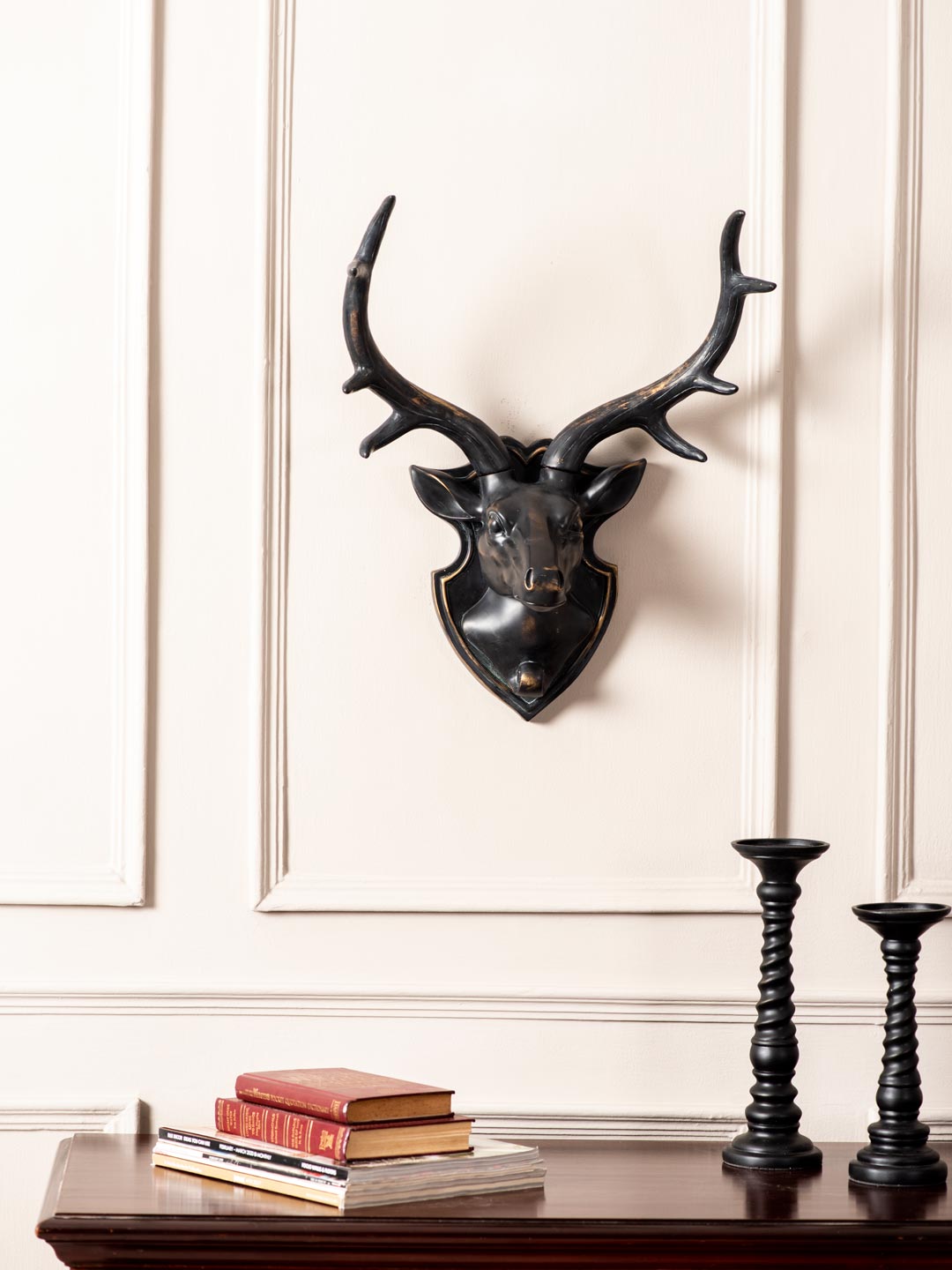 Wall Mounted Deer Plaque - Black - The Decor Kart