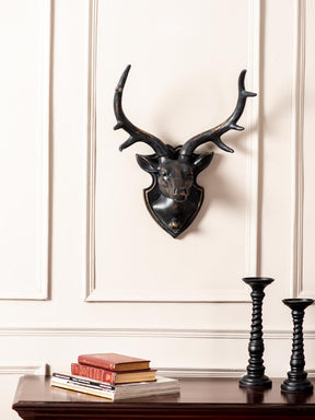 Wall Mounted Deer Plaque - Black - The Decor Kart