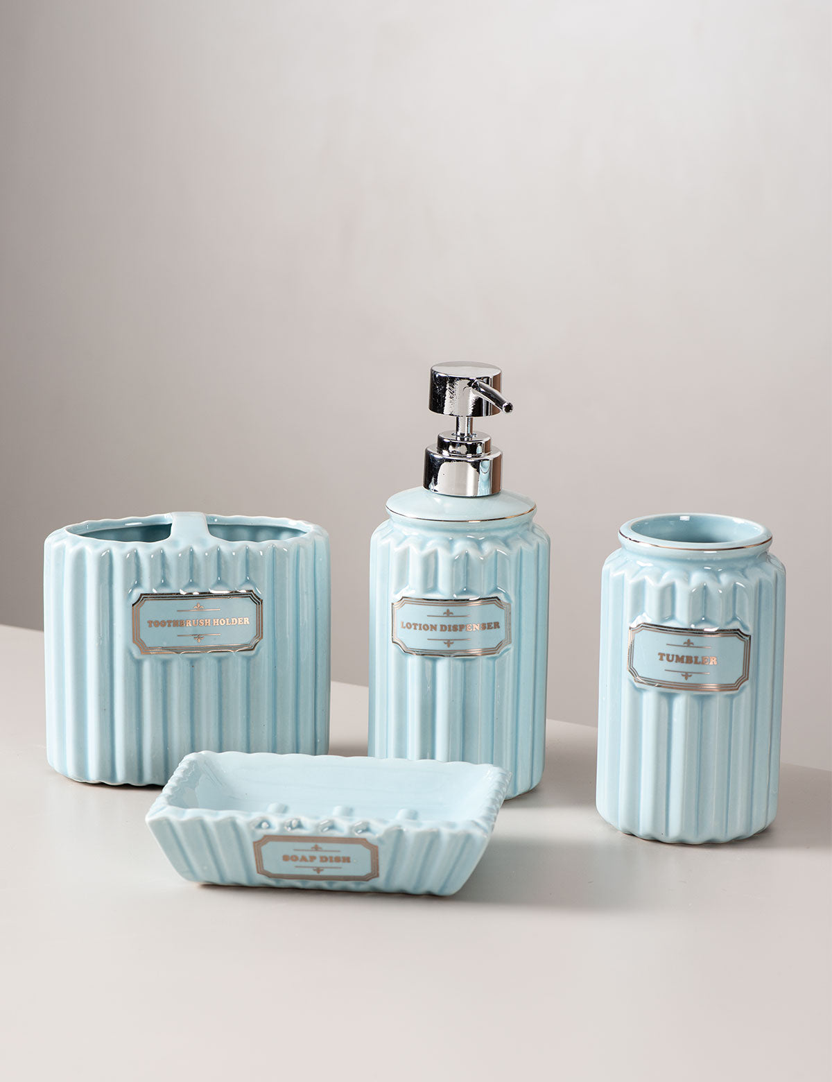 Pious 4-Piece Bath Set - Sky Blue - The Decor Kart