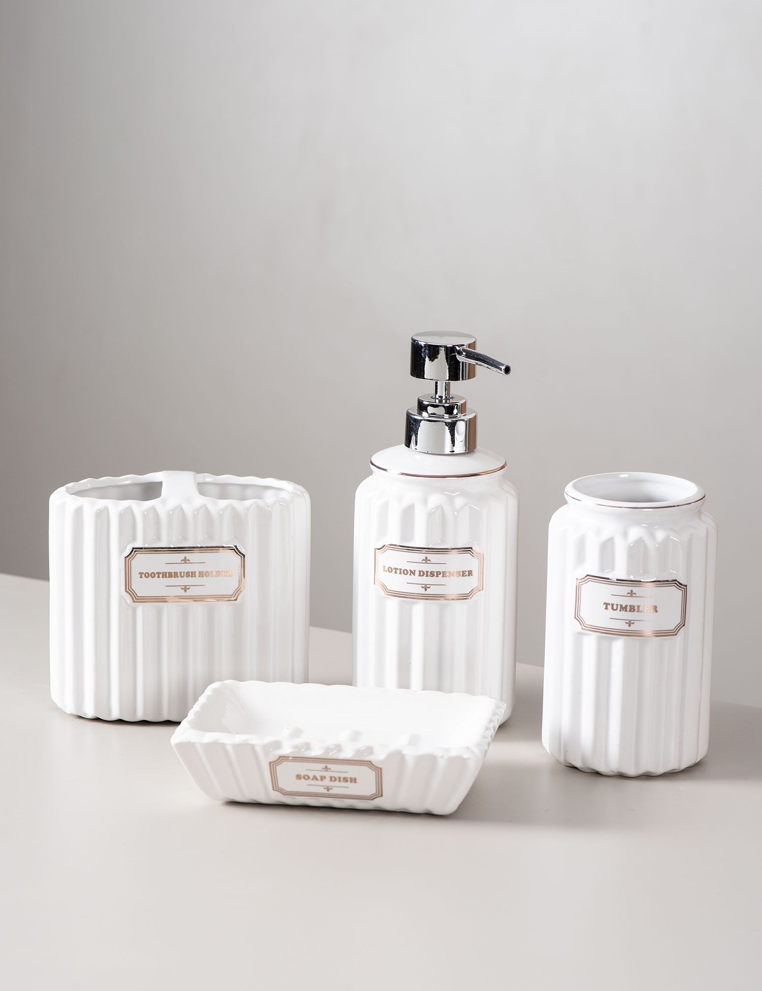 Pious 4-Piece Bath Set - White - The Decor Kart