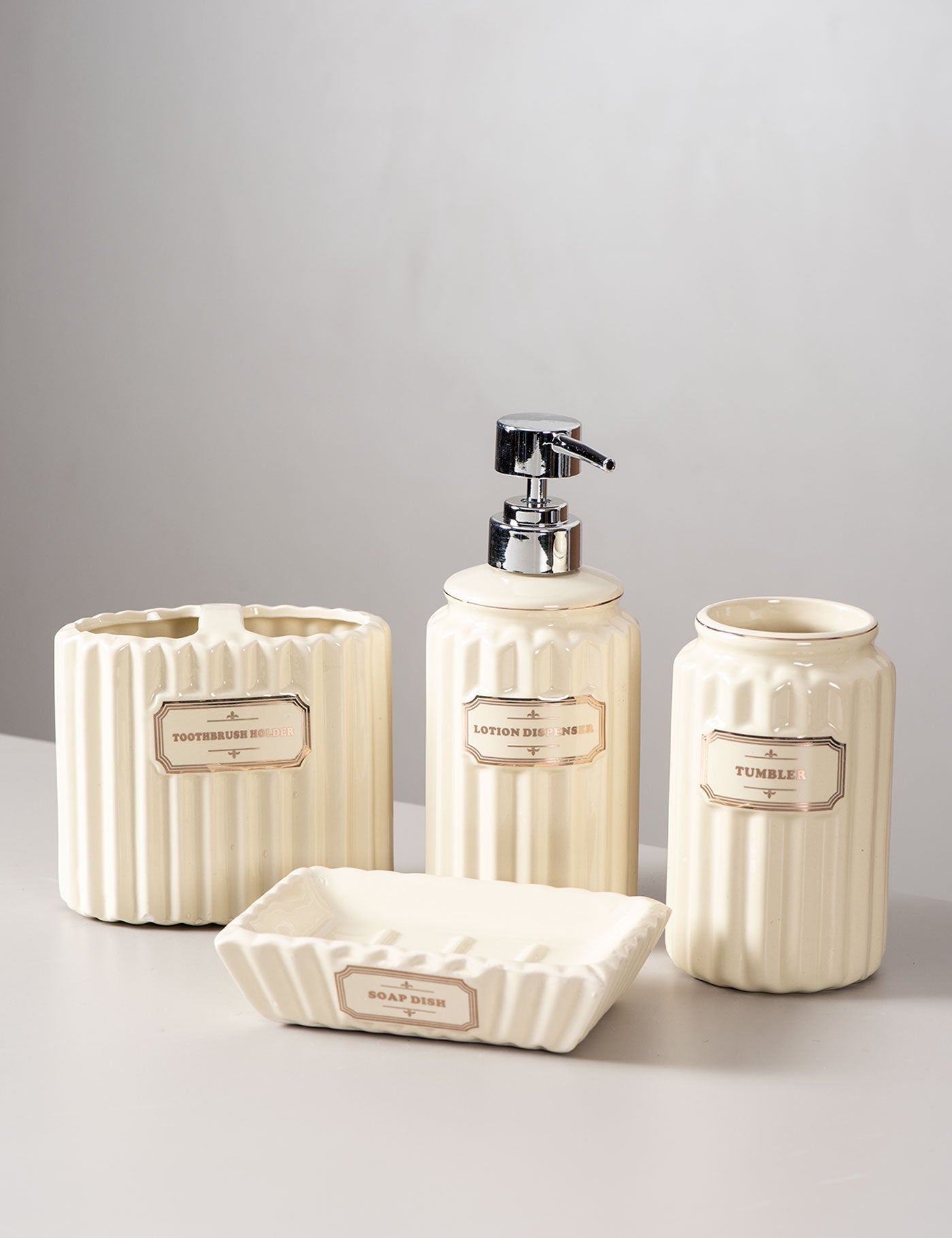 Pious 4-Piece Bath Set - Parchment Yellow - The Decor Kart