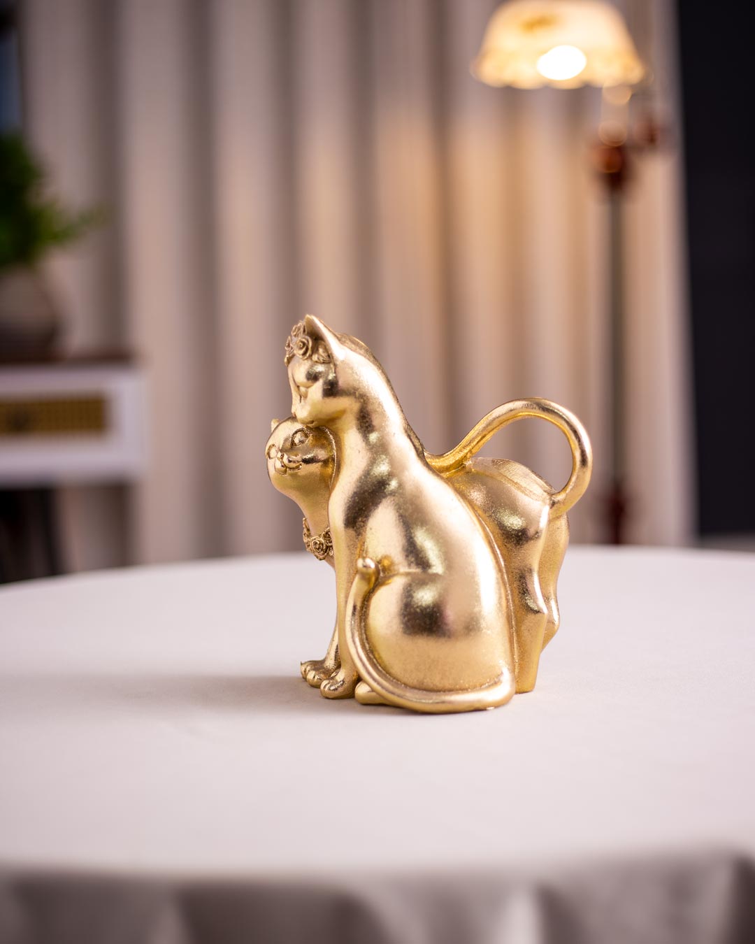 Mesmerizing Golden Cat Figurine - The Decor Kart