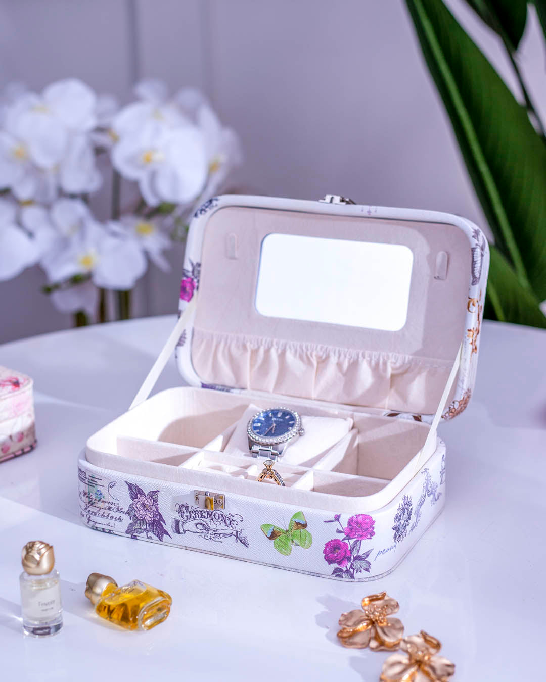 Butterfly Jewellery Organizer Box - White - The Decor Kart