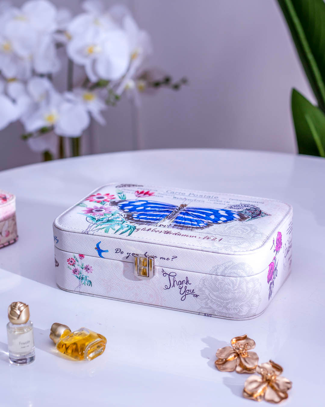 Butterfly Jewellery Organizer Box - White - The Decor Kart