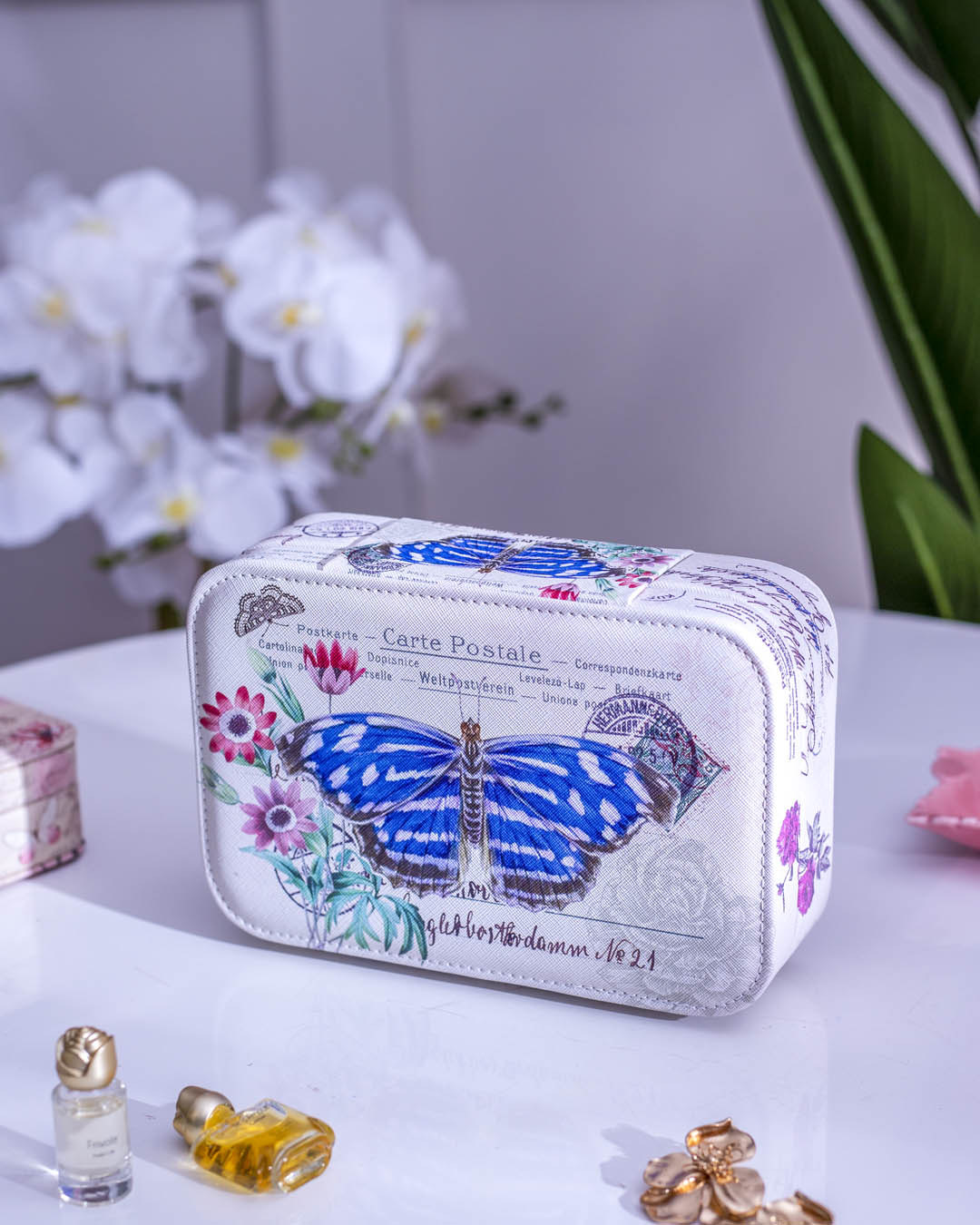 Butterfly Jewellery Organizer Box - White - The Decor Kart