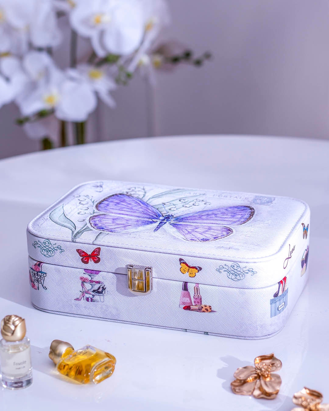 Butterfly Jewellery Organizer Box - Purple - The Decor Kart