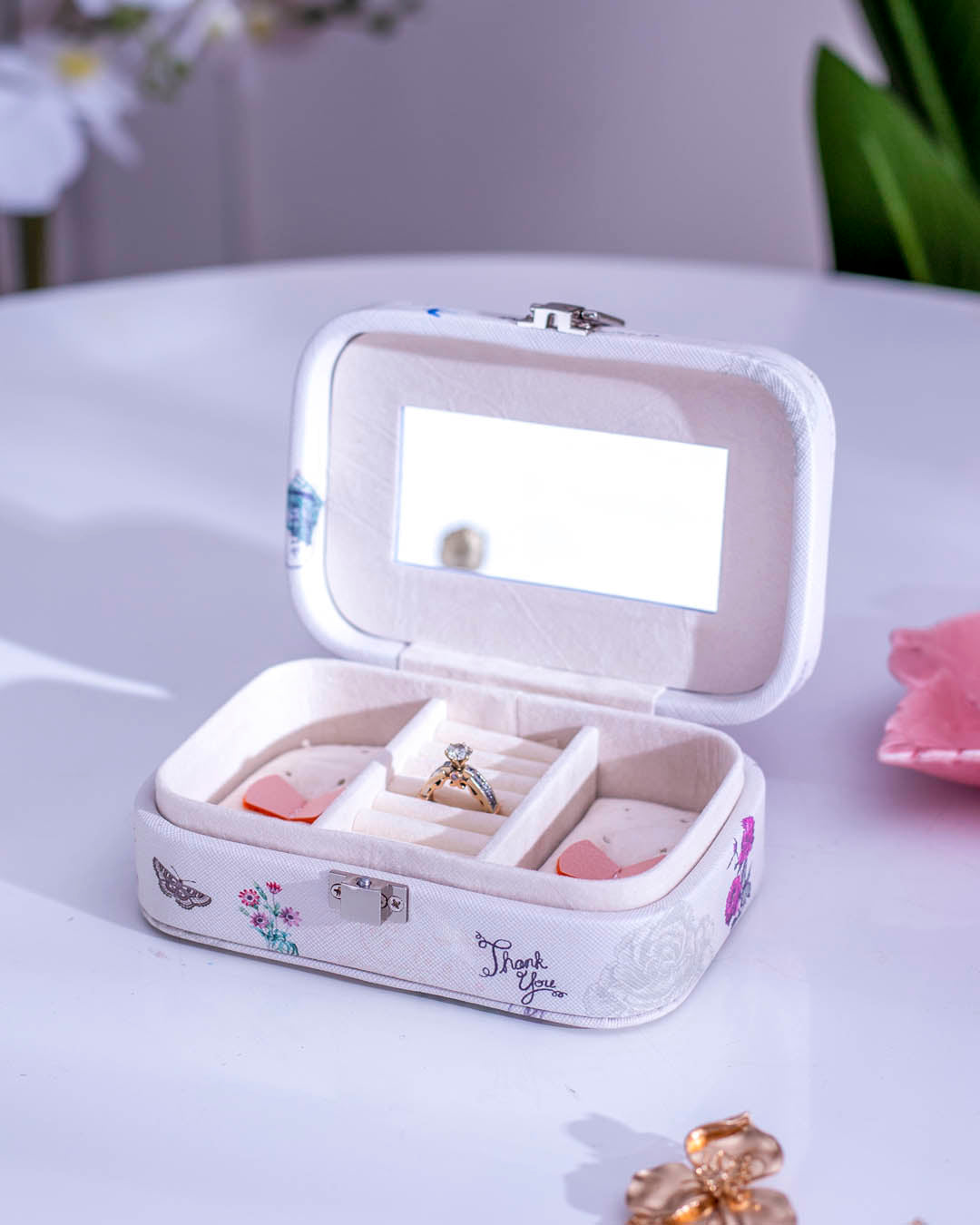 Butterfly Jewellery Organizer Box - White - The Decor Kart