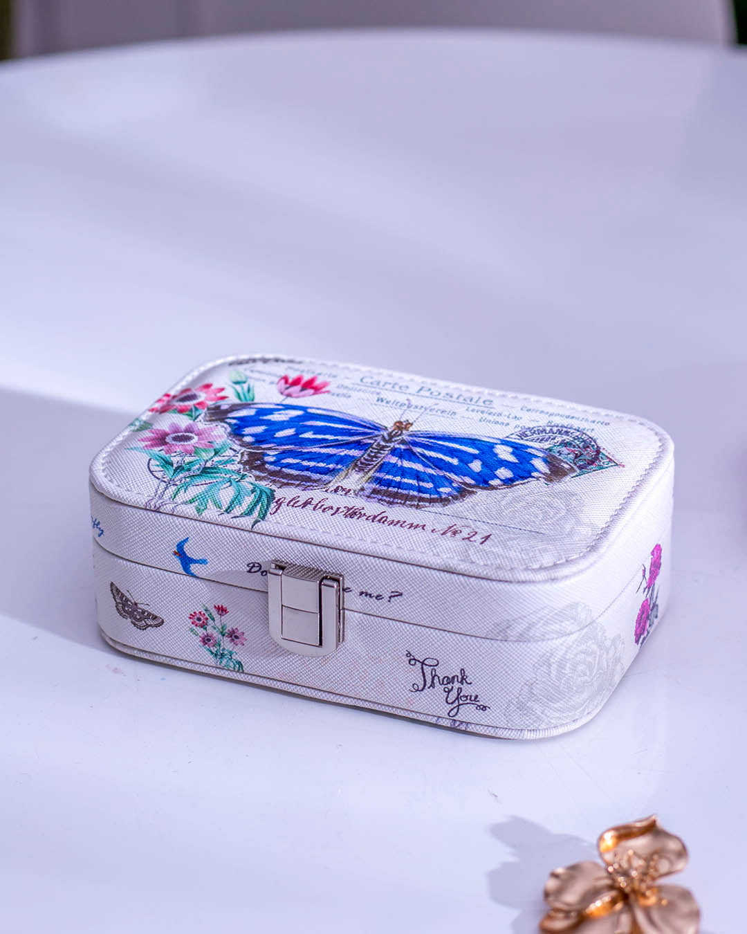 Butterfly Jewellery Organizer Box - White - The Decor Kart