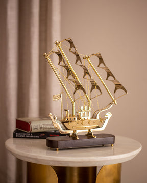 'Golden Age' Handcrafted Brass Model Ship - Small - 15"