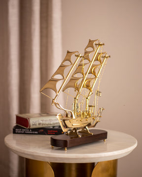'Golden Age' Handcrafted Brass Model Ship - Small - 15"