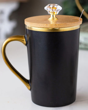 Luxury Gold Rim Ceramic Mug - Black
