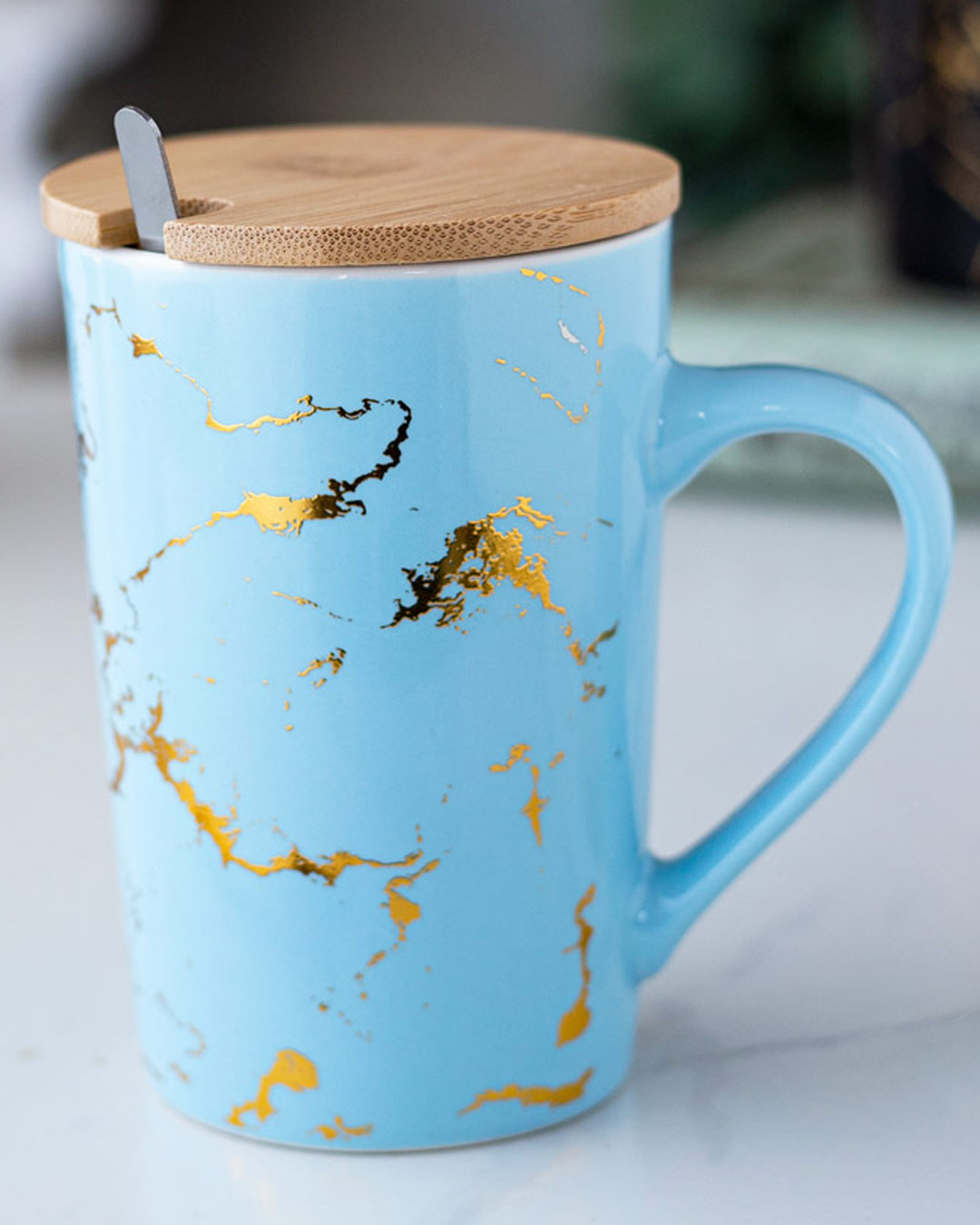 'Marbleised' Coffee Mug - Blue