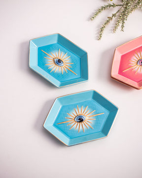 Evil Eye Hexagonal Ring Dish - Blue - The Decor Kart