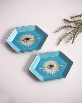 Evil Eye Hexagonal Ring Dish - Blue - The Decor Kart