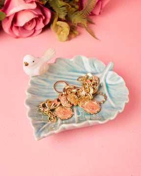 Bird on Leaf Ring Dish - Blue - The Decor Kart