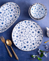 Orchid Blue & White Dinner Plate - The Decor Kart