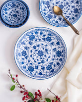 Classical Orchid White & Blue Dinner Plate - The Decor Kart