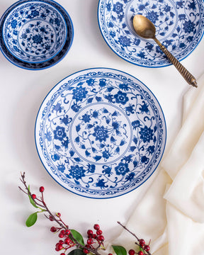 Classical Orchid White & Blue Dinner Plate - The Decor Kart