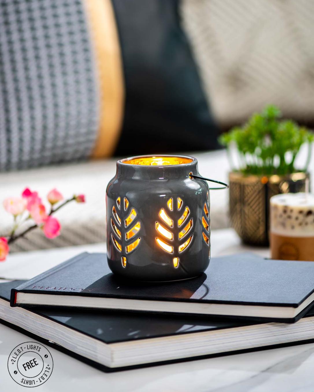 Lantern Tea-Light Holder - Grey - The Decor Kart